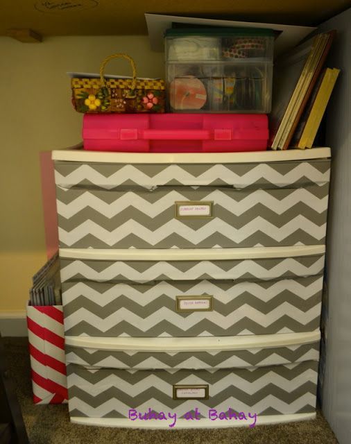 Sterilite drawers covered with contact paper from Target, WHAT?!?!?!  Life & home at 2102: Craft Room Reveal