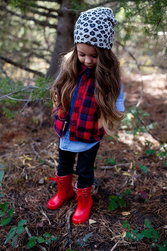 Sweet Little Peanut | girls fall/winter fashion looks. Love this plaid puffer vest + snow leopard beanie + winter boots look!