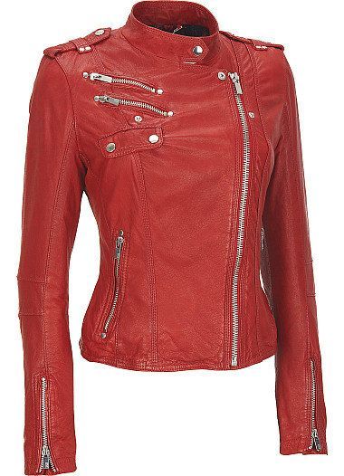 Women red leather jacket women biker leather by Myleatherjackets,