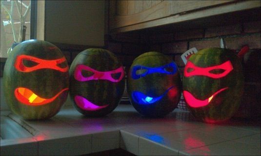 20 Cool Glow Stick Ideas | Use glow sticks in your halloween pumpkins instead of candles — or make these glowing ninja turles out