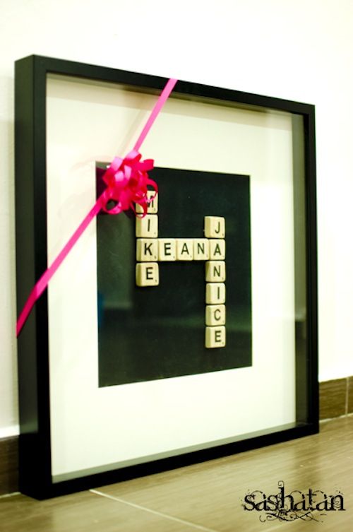 Framed Scrabble Tiles -   35 Easy DIY Gift Ideas