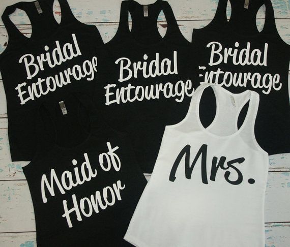 8 Bridesmaid Tank Top. Bride, Maid of Honor, Matron of Honor, Mother of the Bride, Wifey, The Mrs. Bridal Party tanks.