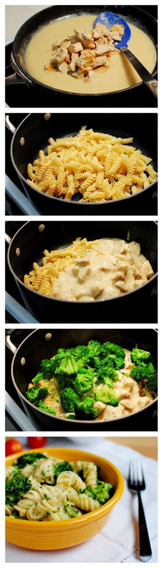 A quick, easy and skinny weeknight meal, this chicken and broccoli Alfredo entree will become a staple in your home. Healthy,