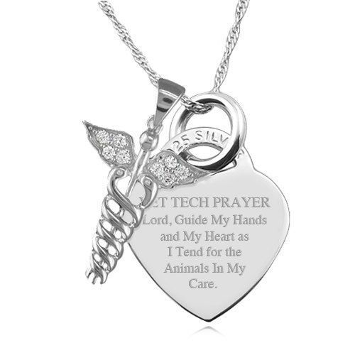 A Vet Tech Prayer with Caduceus Sterling by JewelryPersonalised