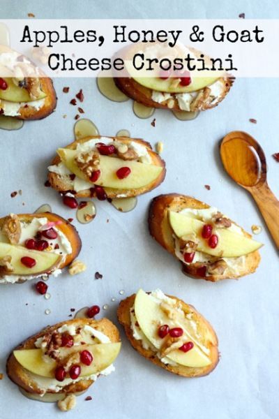 Apples, Honey & Goat Cheese Crostini- the perfect Fall appetizer! – skip the bread and just use apple slices or add a slice of