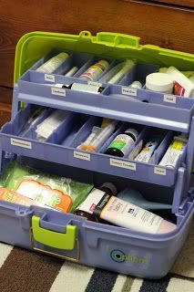 Baby Tackle Box ~ great idea for a baby shower and great way to keep everything in one place when your kids arent feeling well.