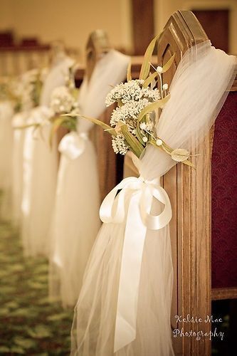 Beautiful, dreamy, easy, inexpensive, chic – for indoor or outdoor wedding – better than your typical bows.