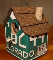 Bird house made from old license plates… May have to figure out how to do this one!