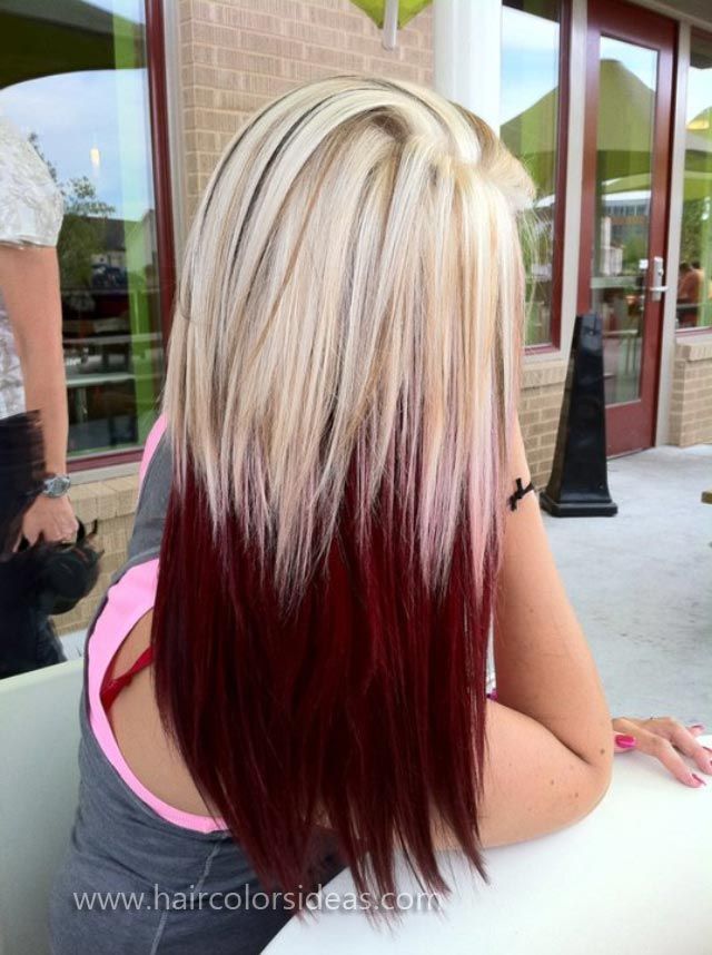 Blonde Hair On Top Dark Hair Under | crimson red with four different blonds black and carmel on top…. I want my hair to look