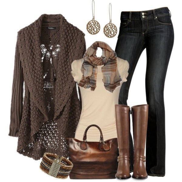 Brown Crocheted Cardigan….Love!!, created by smores1165 on Polyvore