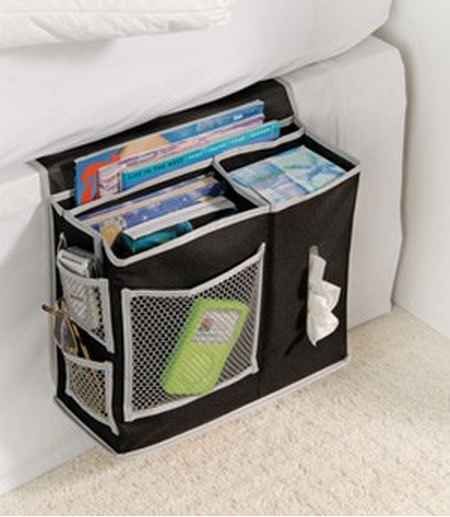 Buy a storage caddy for the side of your bed. | 37 Ingenious Ways To Make Your Dorm Room Feel Like Home