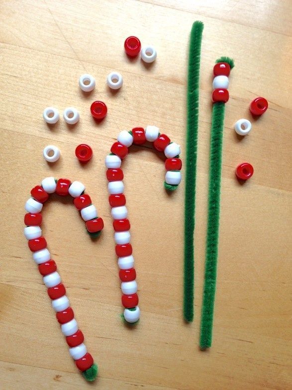 Candy Cane Ornaments    Heres an easy craft to do with children: Create pipe cleaner candy canes to hang on your Christmas tree.