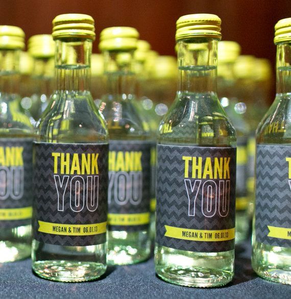 Chevron “Thank You” Mini-Wine Bottle Labels – mini wine wedding favors
