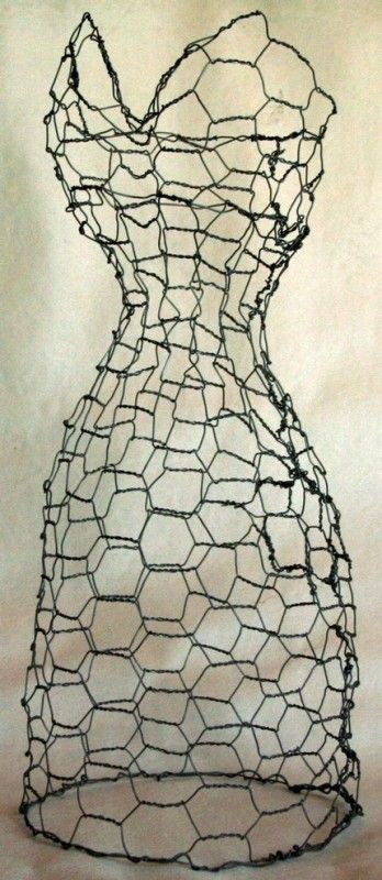 chicken wire dress form … make one of these for the garden and would love great with morning glories on it