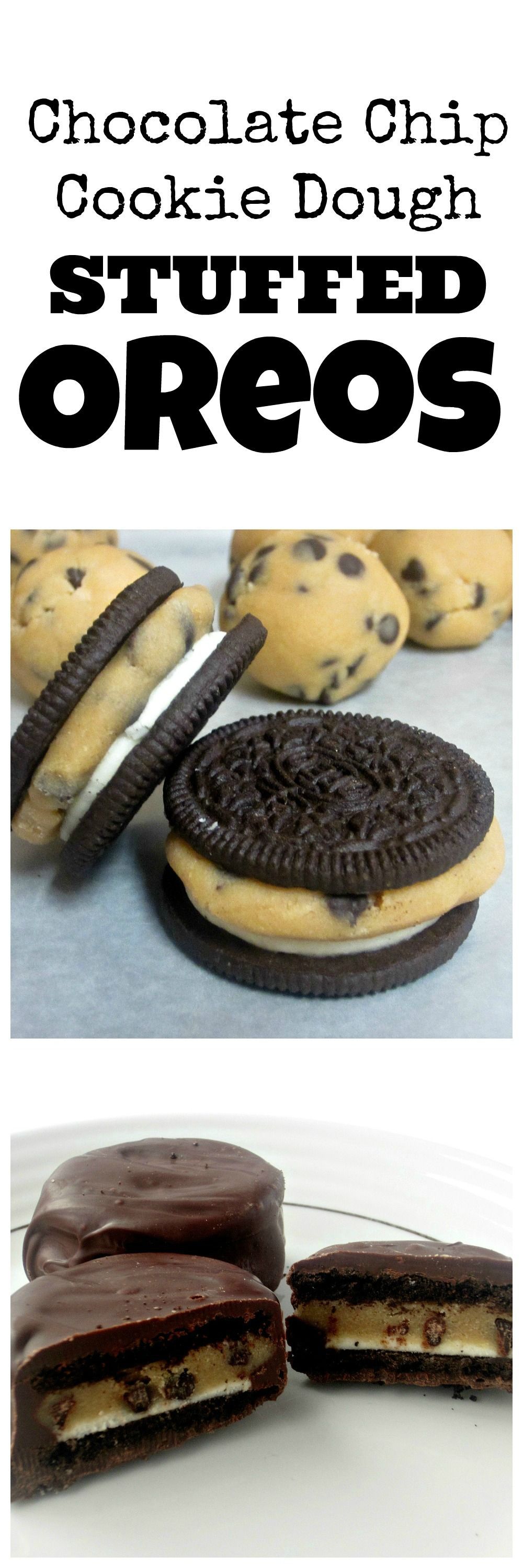 Chocolate Chip Cookie Dough Stuffed Oreos- My most pinned recipe ever!