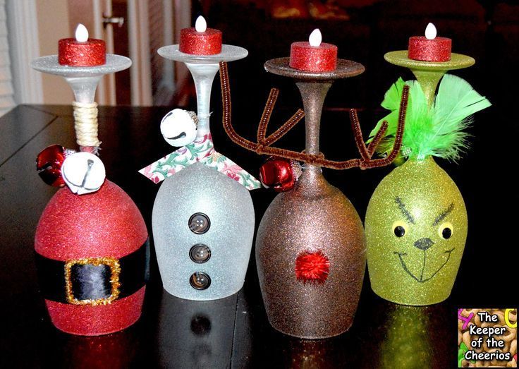 Christmas Wine Glass Candle Holders