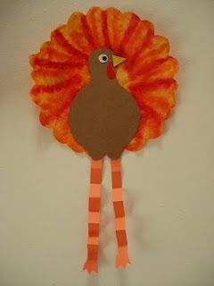 Coffee Filter Turkey – Use washable markers on the filter and lightly dab with a wet paintbrush to blend.
