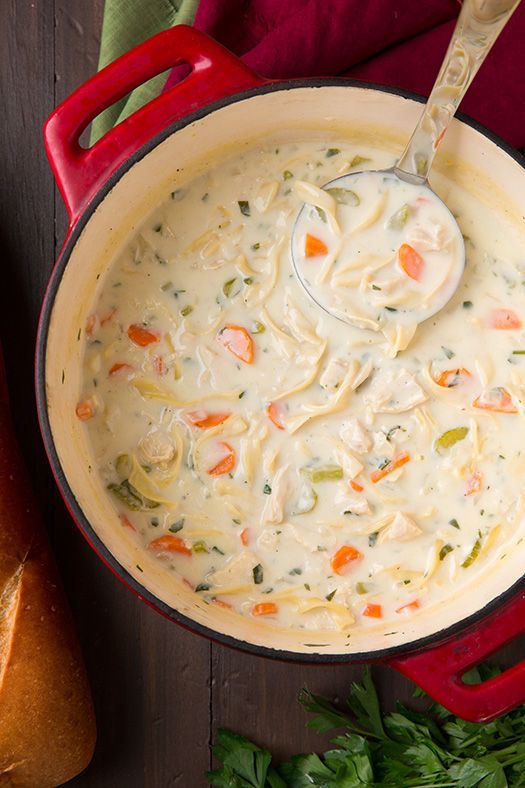 Creamy Chicken Noodle Soup – this is seriously delish! My new favorite chicken noodle soup!