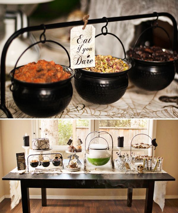 {Creepy} Witches Brew Halloween Party – love the dips in the little cauldrons