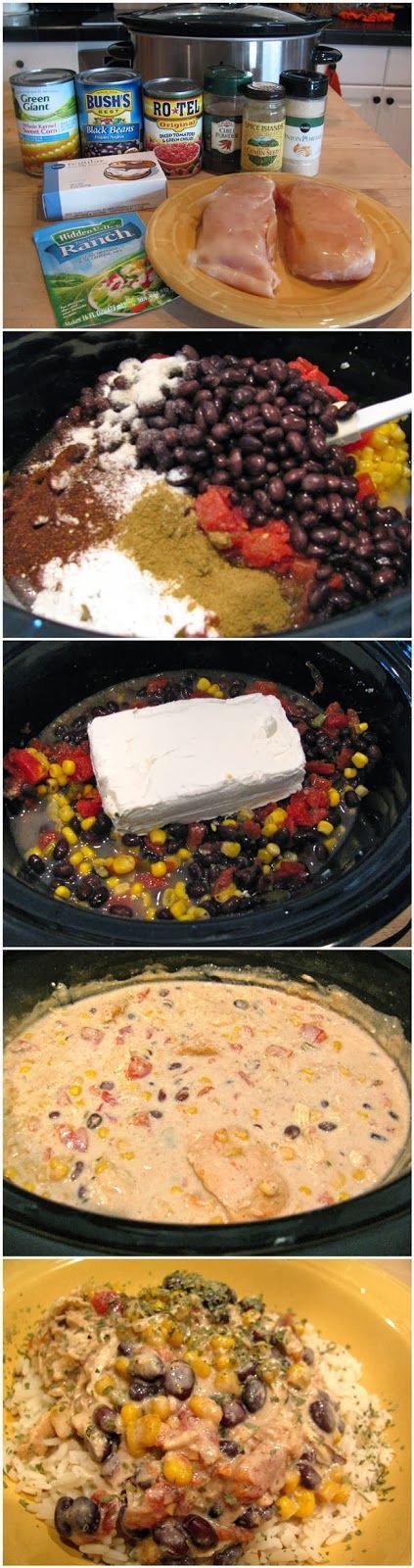 Crock Pot Cream Cheese Chicken Chile; Im made this today 1/27/14.  It was delicious!  Add less than 1 tsp of cumin if you dont