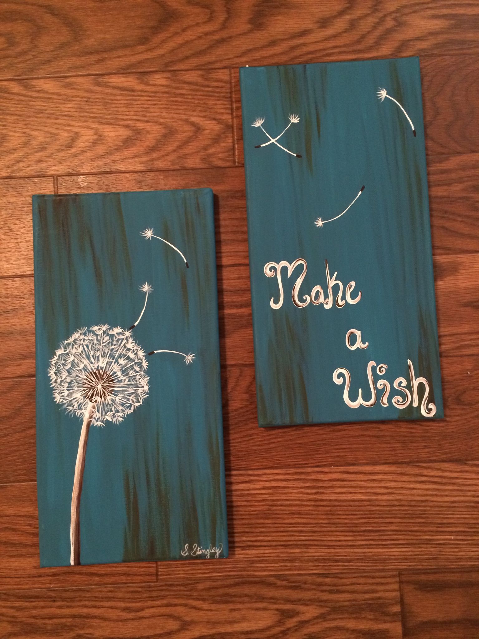 Cute, whimsical, multiple canvas painting by Shelby Stingley