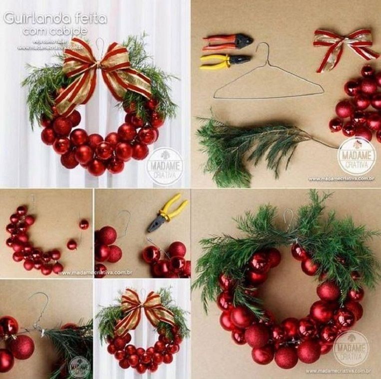 DIY Christmas Bauble Wreath – 15 Best DIY Ideas to Winterize Your Home for Christmas | GleamItUp