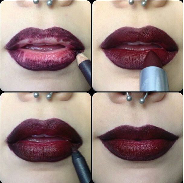 DIY Dark Red Vampire Lips