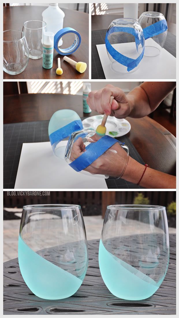 DIY Dip Dyed Frosted Wine Tumblers in your Sororitys Colors for your Little