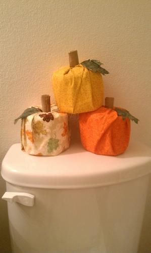 DIY Fall Bathroom Decor | Very simple to make these- put cinnamon sticks in as the stems to keep it smelling fresh
