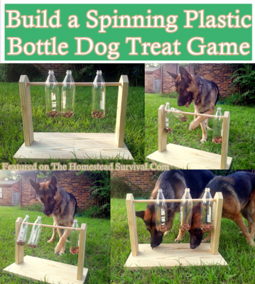 DIY How to Build a Spinning Plastic Bottle Dog Treat Game.  Step by step building instructions.