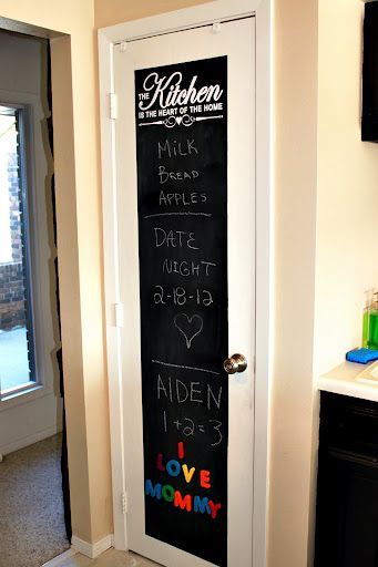 DIY Pantry Door Redo – so cute!! Love the decal too.