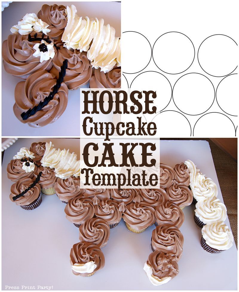 Download your own template to make an amazing horse cupcake cake for your next western birthday party.