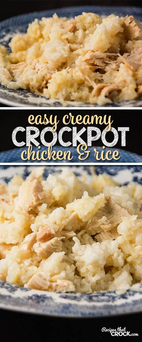 Easy Creamy Crock Pot Chicken & Rice — Perfect for a family Sunday lunch. You could throw it on in the morning before you go to