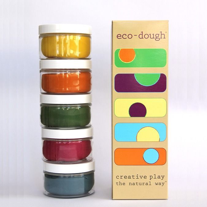 Eco dough uses all natural ingredients including plant, fruit and vegetable extracts. Essential oils keep the dough soft and