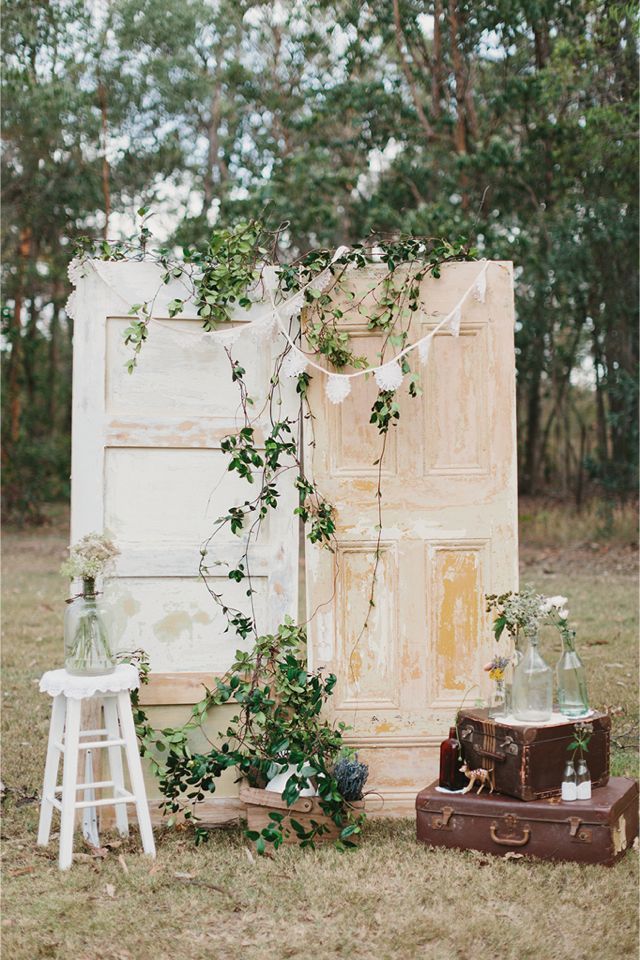 French Country Wedding Decorations | wedding ceremony doors / Anthony Hoang Photography….photo booth?