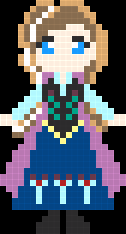 Frozen Cutie Anna Perler Bead Pattern / Bead Sprite