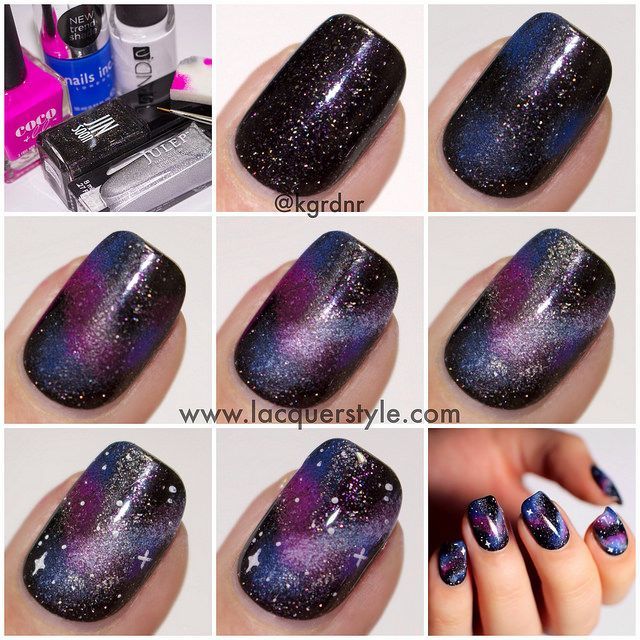 Galaxy-Nails-Tutorial-Simple-Realistic by lacquerstyle #nailart