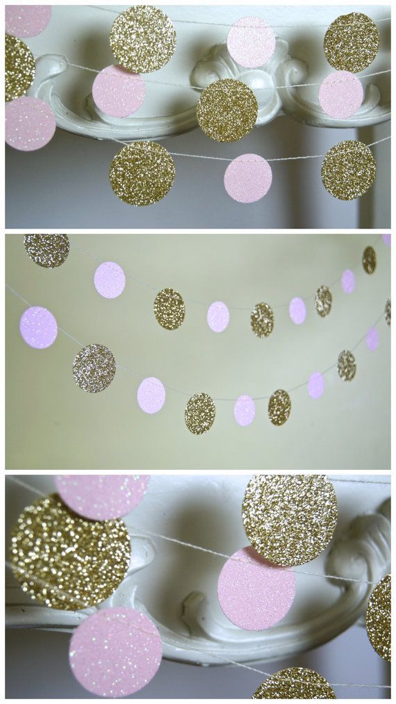 Glitter Paper Garland Gold and Pink by TheLittleThingsEV
