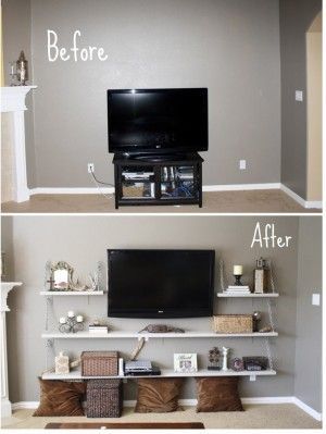 great idea for an entertainment center without having to buy a big piece of furniture