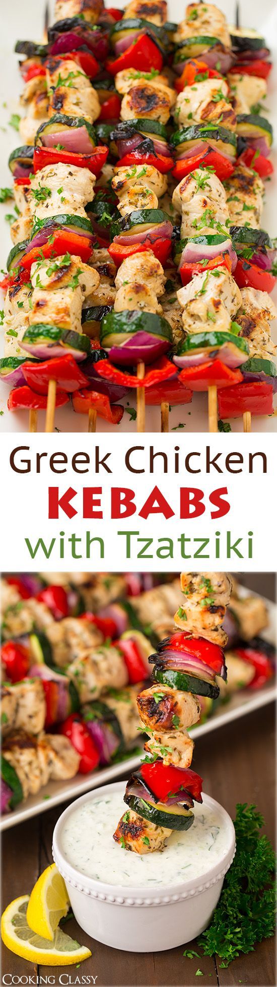 Greek Chicken Kebabs with Tzatziki Sauce – I could live on these! Theyre so flavorful and theyre healthy! Greek food at its best.