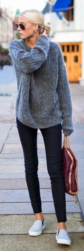 Grey Oversize Sweater for Fall Inspiration