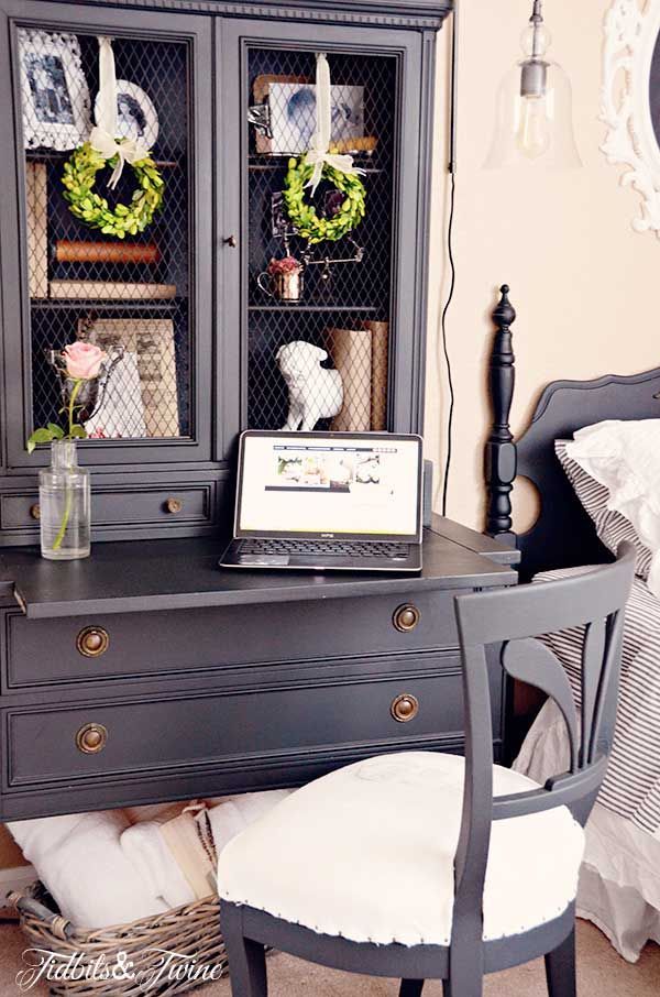 Guest Bedroom Before & After with Craigslist Furniture :: Hometalk love the refinished hutch with memories tucked inside, and  the