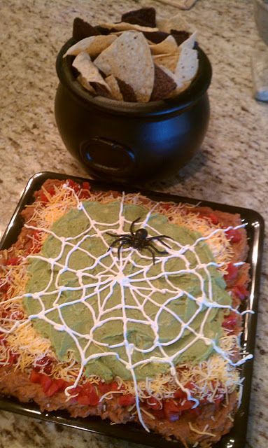 Halloween Easy Five Layer Dip with instructions