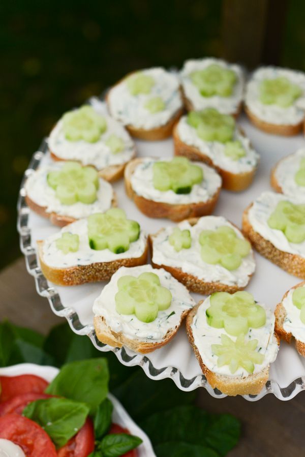 herbed cream-cheese and cucumber open faced sandwiches.  A delicious mothers day treat the kids can make for you!