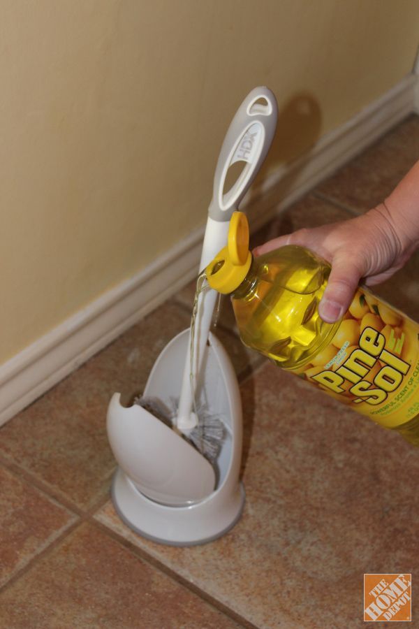 Home Depot posted a trick that literally everyone needs to try. In your toilet brush holder, pour in some all purpose cleaner.