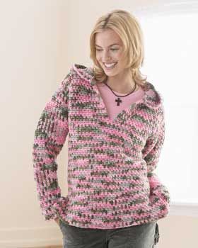 Hooded Sweatshirt – This is a great crochet pattern to work up for the upcoming fall and winter season. Its comfy and the hood