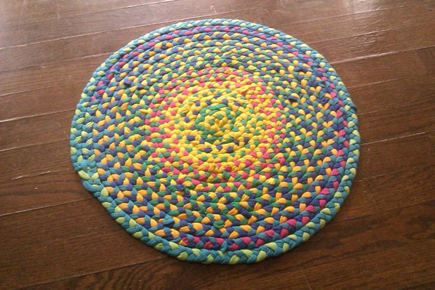 Step 5: Lay It -   How to make a braided rug by old t-shirt