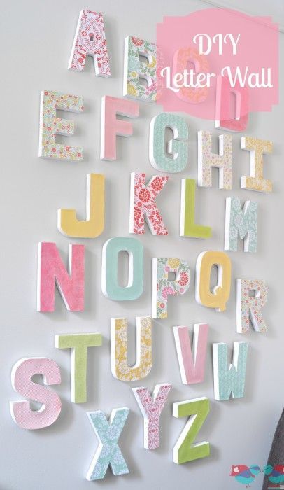 How to Make your own Letter Wall using pre-purchased letters, scrapbook paper & Mod Podge, tutorial, from The Love Nerds.