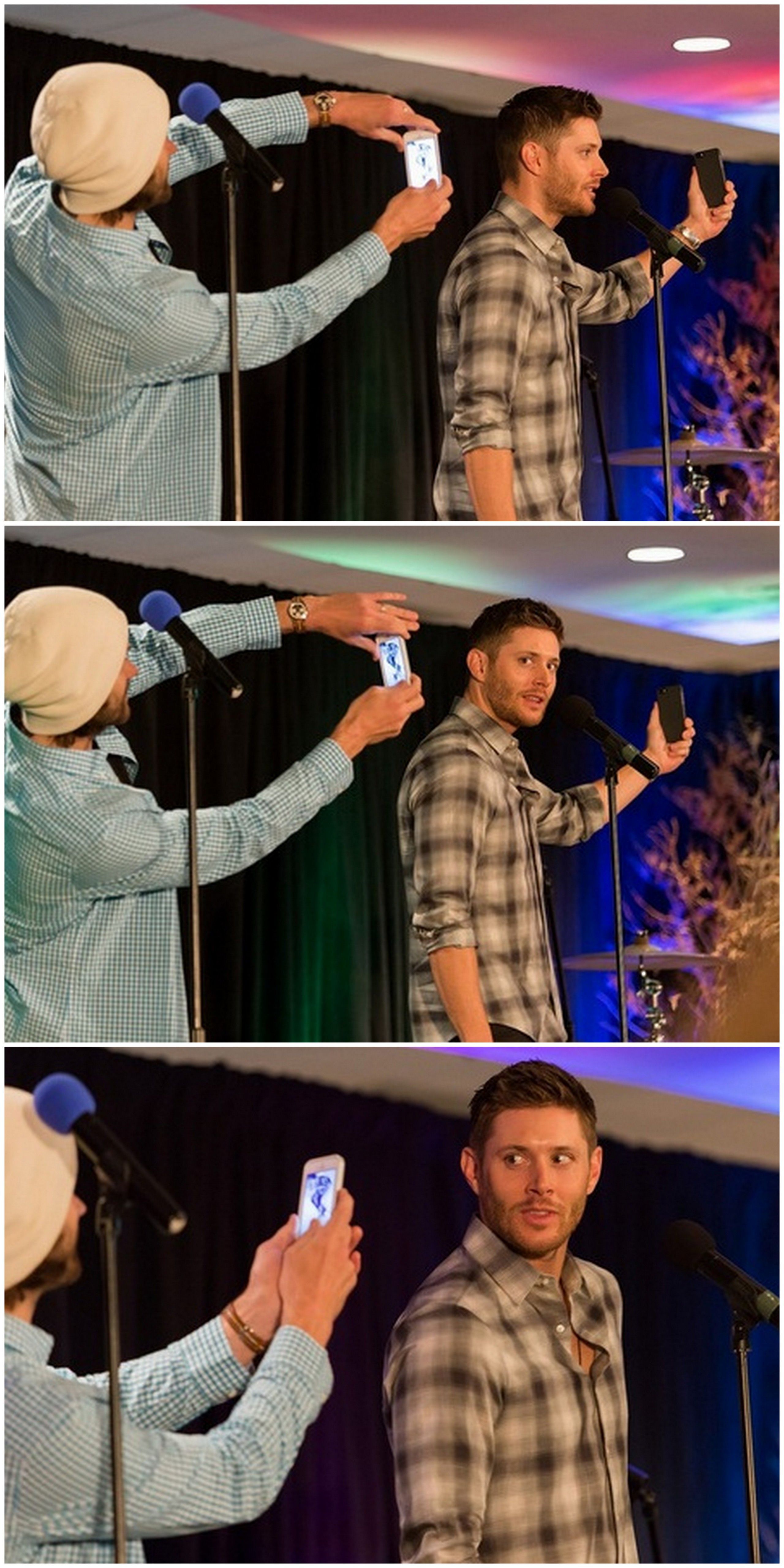I feel like Jared probably has so many pictures of Jensen with that expression :)