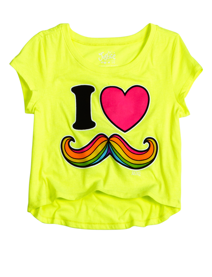 I Love Mustache Crop Graphic Tee | Crop Tees | Graphic Tees | Shop Justice